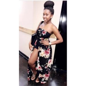 Small, black , one piece romper